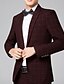 cheap Men&#039;s Trench Coat-Men&#039;s Plus Size Blazer, Plaid V Neck Long Sleeve Wine / Blue / Gray M / L / XL