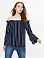 cheap Women&#039;s T-shirts-Women&#039;s Striped T-shirt - Cotton Simple Casual / Daily Boat Neck Blue