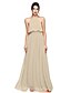 Χαμηλού Κόστους Bridesmaid Dresses-A-Line Halter Neck Floor Length Chiffon Bridesmaid Dress with Bow(s) / Sash / Ribbon / Open Back