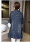 cheap Women&#039;s Outerwear-Women&#039;s Going out Fall / Winter Plus Size Long Coat, Solid Colored Notch Lapel Long Sleeve Blue