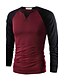 cheap Men&#039;s Casual T-shirts-Men&#039;s T shirt Tee Color Block Round Neck Black Gray Wine Dark Gray Navy Blue Long Sleeve Daily Sports Criss Cross Slim Tops Cotton Punk &amp; Gothic / Spring / Fall