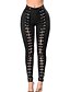 cheap Plus Size Bottoms-Women&#039;s Solid Color Shredded Denim Legging Solid Colored Lace up High Waist Black S M L / Skinny