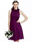 cheap Bridesmaid Dresses-A-Line / Princess Jewel Neck Knee Length Chiffon Bridesmaid Dress with Draping / Ruffles / Ruched by