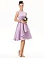cheap Bridesmaid Dresses-A-Line Jewel Neck Knee Length Satin Bridesmaid Dress with Sash / Ribbon / Pleats