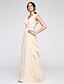 cheap Prom Dresses-A-Line Elegant Dress Prom Floor Length Sleeveless V Neck Chiffon with Ruched Tier 2023