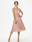 cheap Bridesmaid Dresses-A-Line Halter Neck Knee Length Chiffon Bridesmaid Dress with Sash / Ribbon / Bow(s) / Pleats