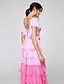 cheap Prom Dresses-Sheath / Column Prom Formal Evening Dress V Neck Short Sleeve Floor Length Chiffon Satin with Cascading Ruffles 2020