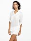 baratos Blusas e Camisas de mulher-Mulheres Camisa Social Casual / Moda de Rua Sólido Colarinho Chinês Branco M / Outono