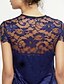 cheap Romantic Lace Dresses-Women&#039;s Lace Plus Size Daily Going out Street chic Bodycon Loose Lace Dress - Solid Colored Lace V Neck Spring Purple XXL XXXL XXXXL