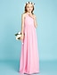 cheap Junior Bridesmaid Dresses-A-Line Floor Length Halter Neck Chiffon Junior Bridesmaid Dresses&amp;Gowns With Sash / Ribbon Pink Kids Wedding Guest Dress 4-16 Year