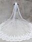 cheap Wedding Veils-One-tier Lace Applique Edge Wedding Veil Cathedral Veils with Appliques Tulle / Classic