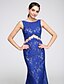 זול שמלות נשף-Mermaid / Trumpet Boat Neck / Bateau Neck Floor Length Lace Prom / Formal Evening Dress with Lace by TS Couture®