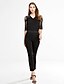 cheap Women&#039;s Jumpsuits &amp; Rompers-Women&#039;s Backless Patchwork/Lace Backless Hollow Out Black Jumpsuits,Sexy/Lace Stand ½ Length Sleeve