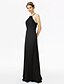 cheap Bridesmaid Dresses-Sheath / Column Spaghetti Strap / Y Neck Floor Length Chiffon / Corded Lace Bridesmaid Dress with Lace / Pleats by LAN TING BRIDE®