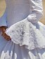 olcso Menyasszonyi ruhák-Esküvői ruhák Báli ruha V-alakú Hosszú ujj Kápolnauszály Szatén Menyasszonyi ruhák Val vel Gyöngydíszítés Rátétek 2024