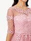 זול שמלות שושבינה-גזרת A עם תכשיטים באורך  הברך טול / תחרה פרחונית שמלה לשושבינה  עם קפלים / אפליקציות