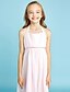 billige Junior brudepikekjoler-Tube / kolonne Grime Asymmetrisk Chiffon Junior brudepike kjole med Sløyfe(r) / Perlearbeid