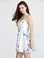 cheap Print Dresses-Women&#039;s Off The Shoulder/Backless Beach/Casual Sleeveless Dresses (Cotton Blend)