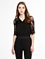 cheap Women&#039;s Jumpsuits &amp; Rompers-Women&#039;s Backless Patchwork/Lace Backless Hollow Out Black Jumpsuits,Sexy/Lace Stand ½ Length Sleeve