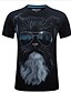 abordables T-shirts décontractés pour hommes-T shirt Tee Homme Animal Col Rond Manches Courtes Noir Bleu Imprimer Grande Taille du quotidien Mince Coton / Eté / Eté