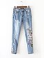 preiswerte Damenhosen-Damen Einfach Hohe Taillenlinie Eng / Jeans Hose Blumen