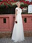 cheap Wedding Dresses-A-Line Wedding Dresses Floor Length Lace Over Tulle with Sash / Ribbon Appliques 2021