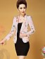 cheap Women&#039;s Blazer&amp;Suits-Women&#039;s Going out / Casual / Daily Simple Spring / Fall Short Blazer Shirt Collar Long Sleeve Polyester Print Blushing Pink