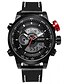 levne Hodinky s koženým páskem-Pánské Sportovní hodinky Vojenské hodinky Náramkové hodinky japonština Křemenný Digitální Japonské Quartz Pravá kůže Materiál řemínku Černá / Stříbro / Červená 30 m Voděodolné kreativita LED Analog
