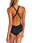 cheap One-piece swimsuits-Women&#039;s Halter Neck Black Briefs One-piece Swimwear Swimsuit - Striped Criss Cross S M L Black
