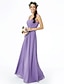 cheap Bridesmaid Dresses-Sheath / Column Straps Floor Length Chiffon Bridesmaid Dress with Lace / Sash / Ribbon / Criss Cross