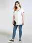 cheap Women&#039;s Blouses &amp; Shirts-Women&#039;s Daily Holiday Casual Plus Size Cotton T-shirt - Color Block / Patchwork V Neck White