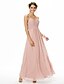 cheap Bridesmaid Dresses-A-Line Spaghetti Strap Floor Length Chiffon Bridesmaid Dress with Ruched / Pleats