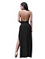 cheap Maxi Dresses-Women&#039;s Choker Going out Maxi Slim A Line Dress - Solid Colored Black Deep V Summer Silk Black M L XL / Backless