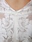 Χαμηλού Κόστους Νυφικά Φορέματα-Τρομπέτα / Γοργόνα Φορεματα για γαμο Λαιμόκοψη V Ουρά Τούλι Διάφανη δαντέλα Δαντέλα πάνω από τούλι Μισό μανίκι Λάγνος Σι-θρου Λεπτομέρεια ψευδαίσθησης Εξώπλατο με Διακοσμητικά Επιράμματα 2022