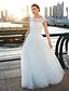 cheap Wedding Dresses-Wedding Dresses Sweep / Brush Train A-Line Sleeveless Scoop Neck Tulle With Lace 2023 Bridal Gowns