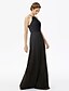 cheap Bridesmaid Dresses-Sheath / Column Spaghetti Strap / Y Neck Floor Length Chiffon / Corded Lace Bridesmaid Dress with Lace / Pleats by LAN TING BRIDE®
