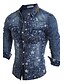 levne Pánské košile-Pánské - Jednobarevné Čínské vzory Košile Bavlna Klasický límeček Námořnická modř / Dlouhý rukáv