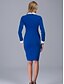 cheap Work Dresses-Women&#039;s Bodycon Long Sleeve Color Block Solid Colored Summer Peter Pan Collar Sophisticated Work Slim Black Fuchsia Royal Blue S M L XL XXL XXXL