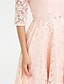 זול שמלות לאירועים מיוחדים-גזרת A אלגנטית אורחת חתונה מסיבת קוקטייל שמלה עם תכשיטים חצי שרוול באורך הקרסול עשוי מתחרה עם פרטים מקריסטל תחרה משולבת אפליקציות 2021