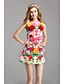 preiswerte Damenkleider-Damen A Linie Kleid Minikleid Rosa Ärmellos Blume Bedruckt Frühling Sommer Rundhalsausschnitt Party Blumen S M L XL