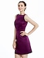 cheap Bridesmaid Dresses-Sheath / Column Bateau Neck Knee Length Satin Bridesmaid Dress with