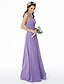 cheap Bridesmaid Dresses-Sheath / Column Straps Floor Length Chiffon Bridesmaid Dress with Lace / Sash / Ribbon / Criss Cross