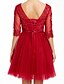 cheap Special Occasion Dresses-A-Line Fit &amp; Flare Open Back Cocktail Party Dress V Neck Half Sleeve Knee Length Tulle with Sash / Ribbon Bow(s) Pleats 2020