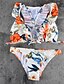 cheap Women&#039;s Swimwear &amp; Bikinis-Women&#039;s Lace up Floral Floral / Plunging Neckline / Lace Up Halter Neck White Bikini Swimwear - Floral S M L