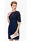 cheap Mother of the Bride Dresses-Sheath / Column Mother of the Bride Dress Jewel Neck Short / Mini Stretch Satin Beaded Lace Half Sleeve No with Beading 2024