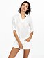 Χαμηλού Κόστους Γυναικείες Μπλούζες &amp; Πουκάμισα-Γυναικεία Πουκάμισο Καθημερινό / Κομψό στυλ street Μονόχρωμο Όρθιος Γιακάς Λευκό M / Φθινόπωρο