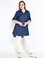 preiswerte Blusen und Hemden für Damen-Damen Solide - Freizeit / Retro Festtage Übergrössen Baumwolle Hemd, V-Ausschnitt Blau
