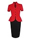 cheap Women&#039;s Dresses-Women&#039;s Vintage Bodycon Sheath Dress - Color Block, Peplum High Rise V Neck