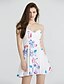 cheap Print Dresses-Women&#039;s Off The Shoulder/Backless Beach/Casual Sleeveless Dresses (Cotton Blend)