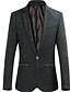 baratos Trench coat masculino-Homens Terno Business casual-Sólido Delgado / Manga Curta / Manga Longa / Trabalho